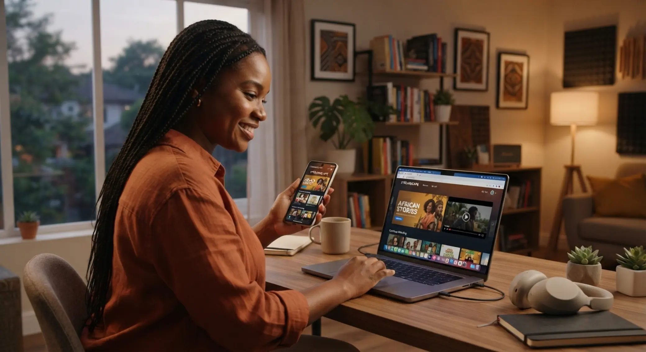 User accessing a clear mobile and laptop platform interface