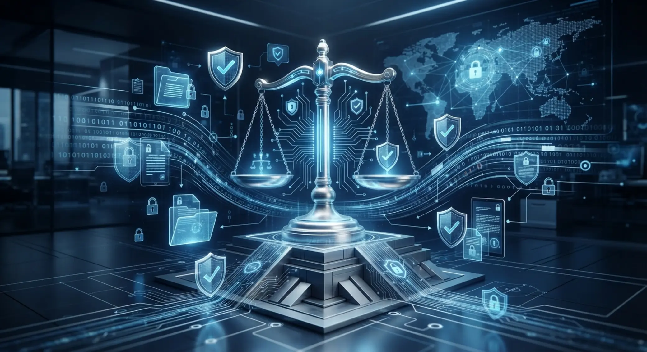 Legal and regulatory AML compliance concept with digital protection elements