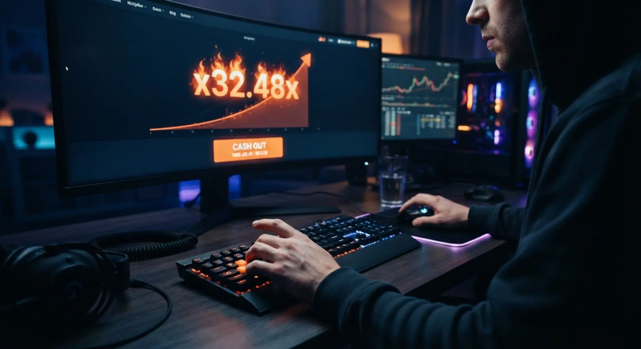 Player watching rising multiplier and preparing to cash out