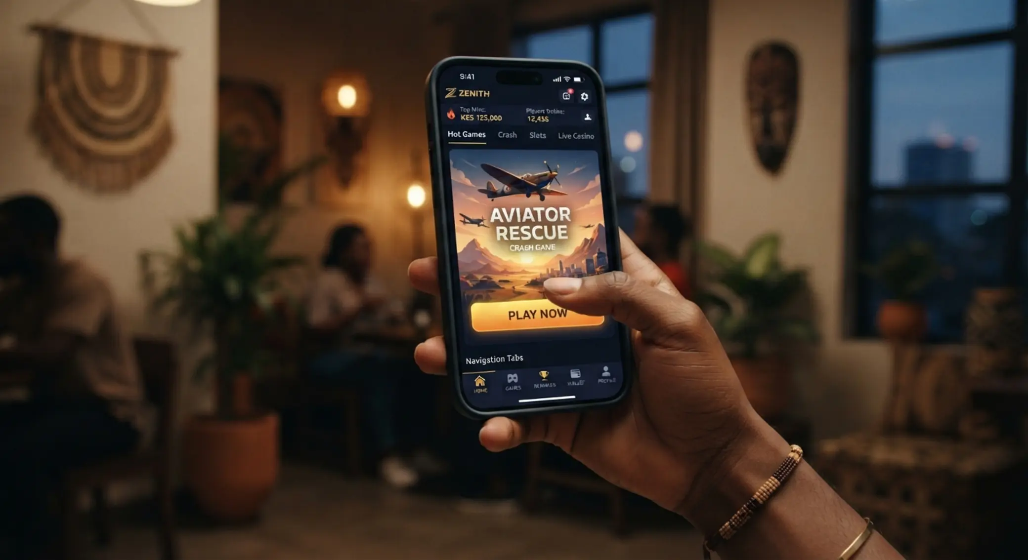 User selecting Aviator in Betx game lobby on smartphone