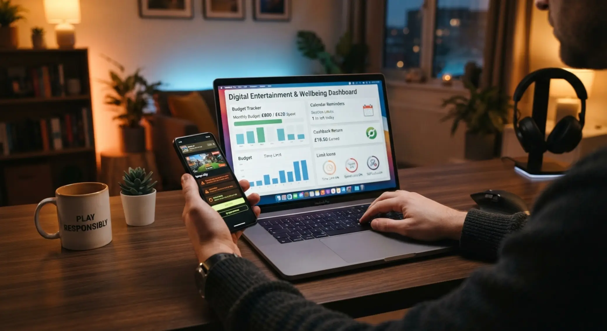 Player planning cashback use with budget and time limits on devices