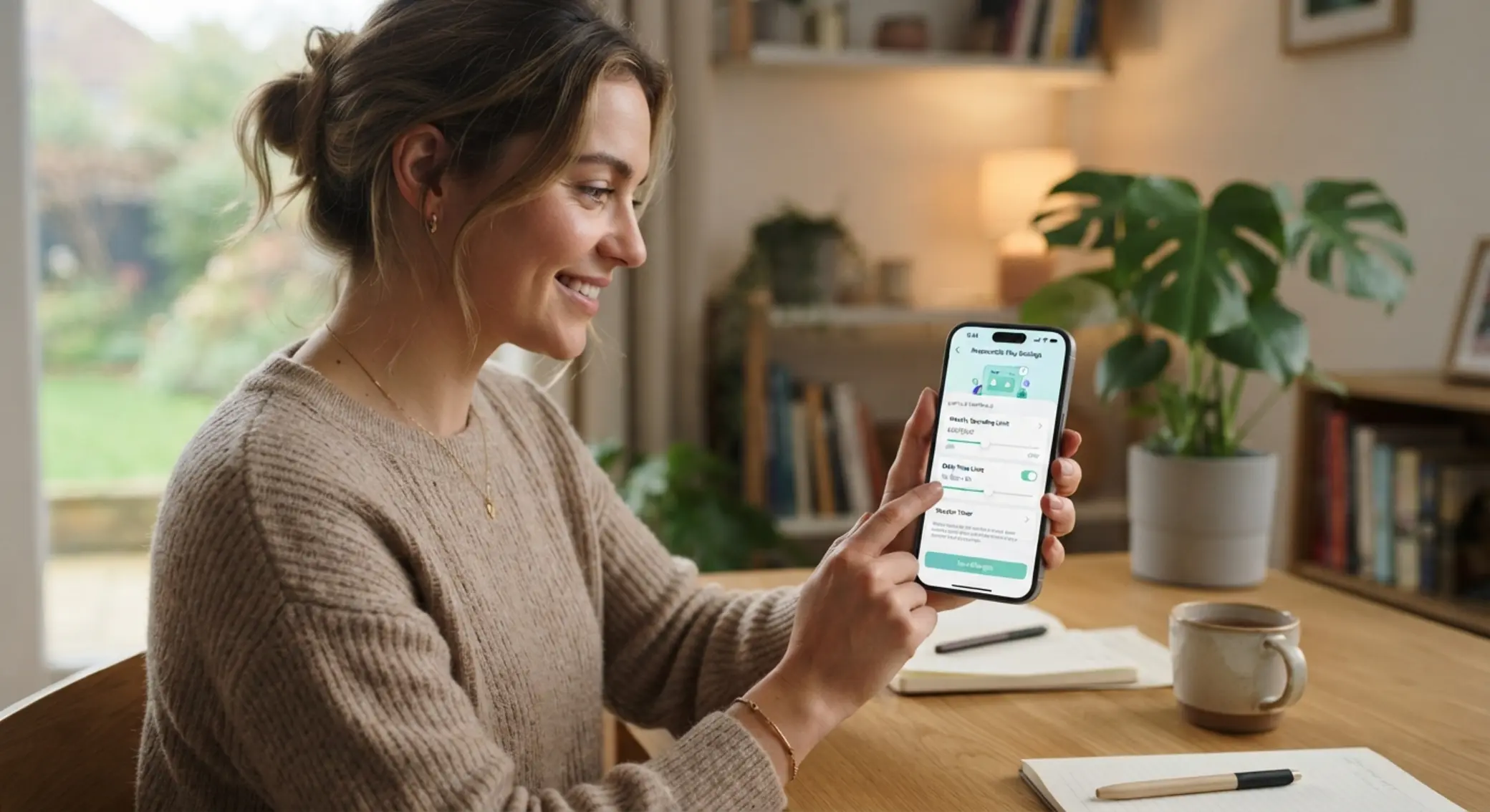 User setting responsible gaming limits on a mobile interface