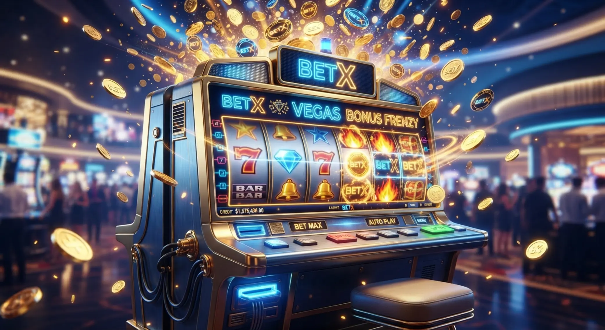 Slot reels and free spins themed BetX visual