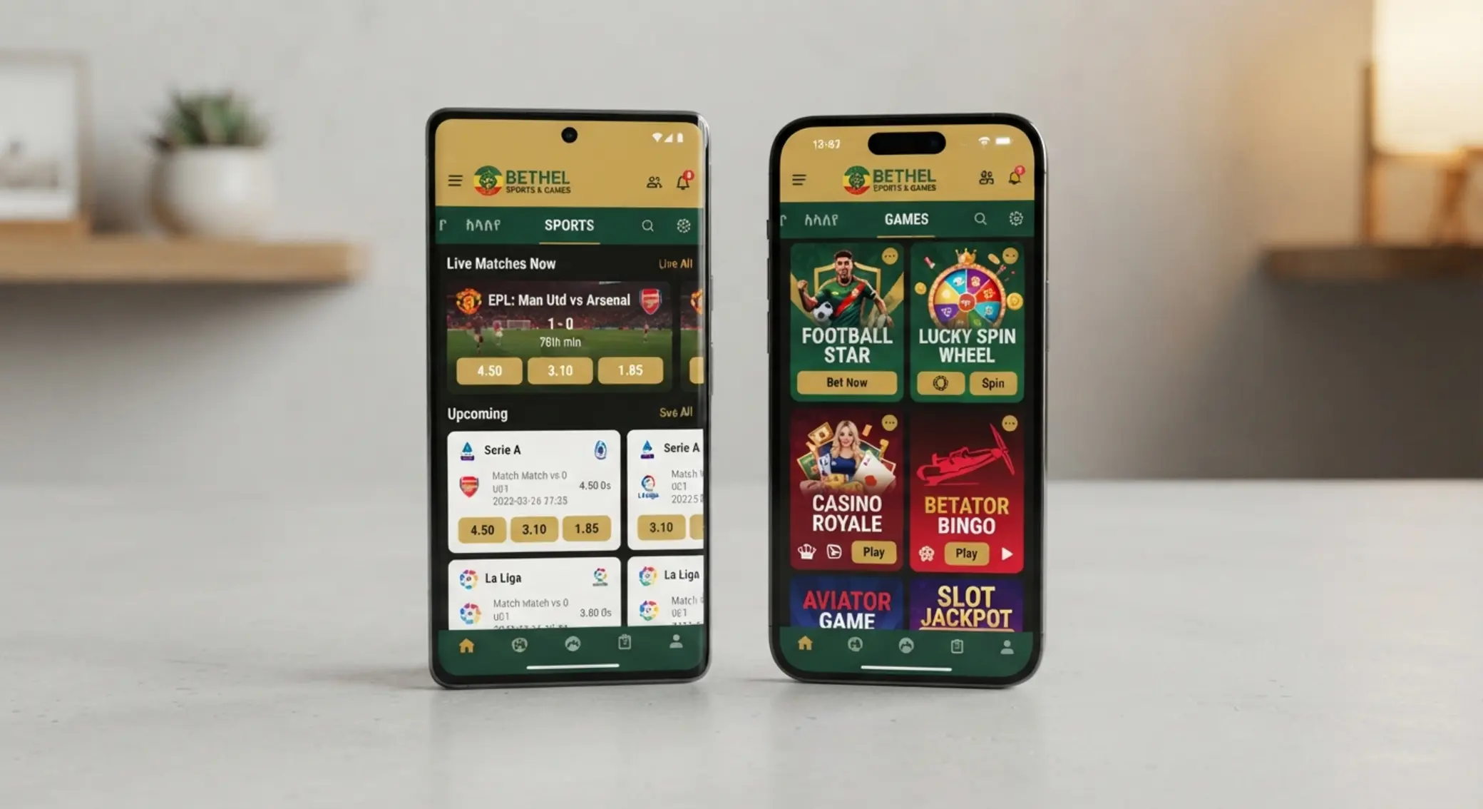 BetX app interface on smartphone for Ethiopian users
