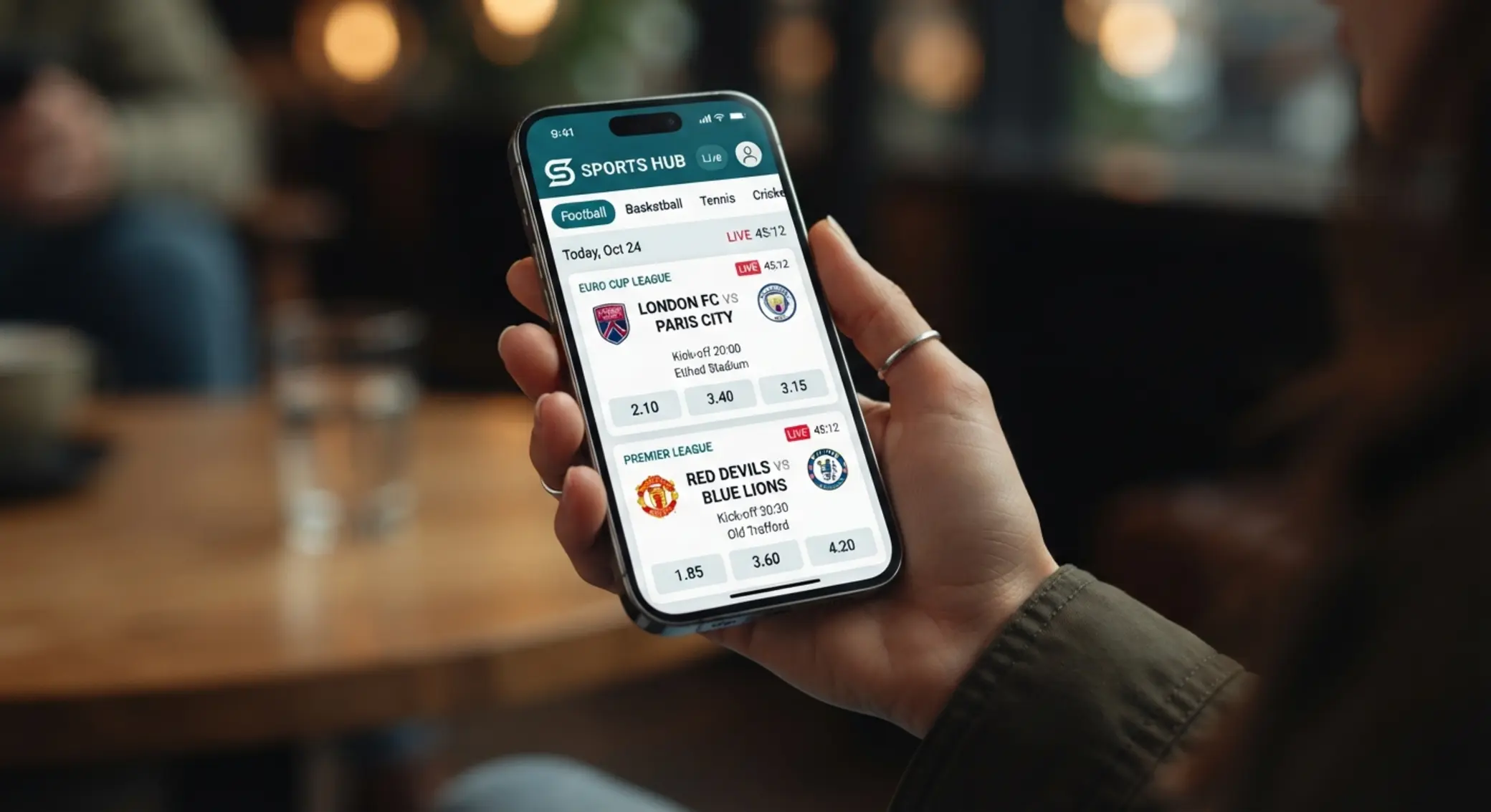 iPhone displaying a mobile betting section interface