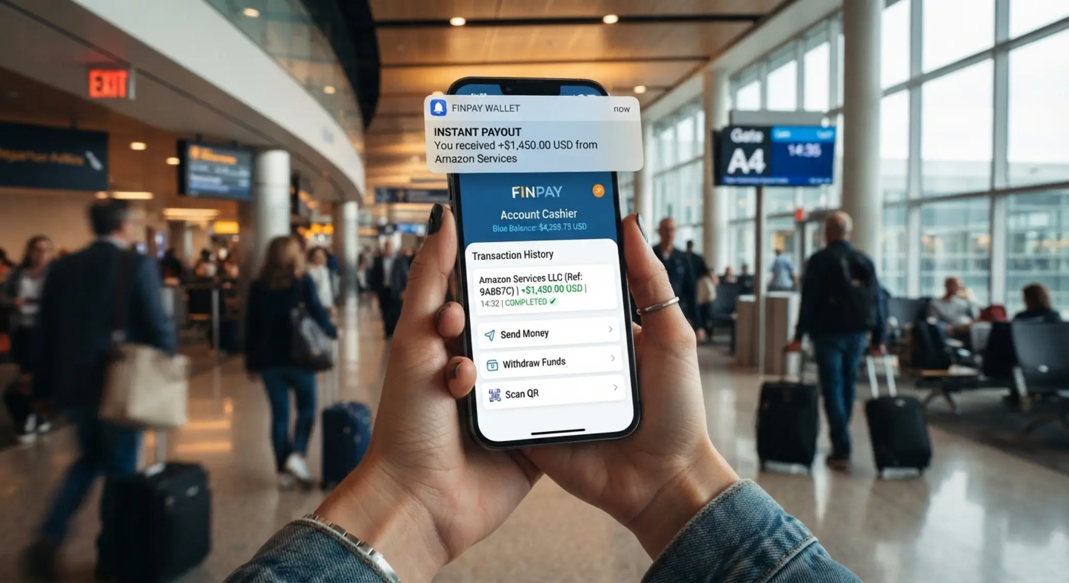 Mobile withdrawal tracking with wallet notification