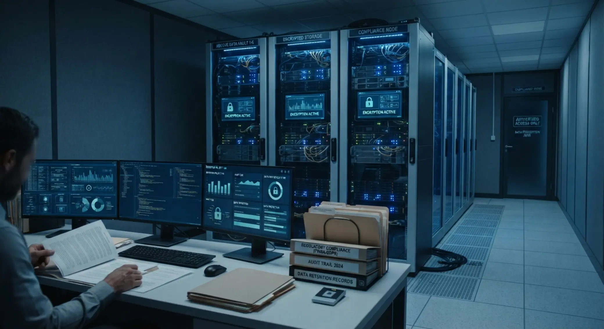 Illustration of secure servers and responsible data storage practices