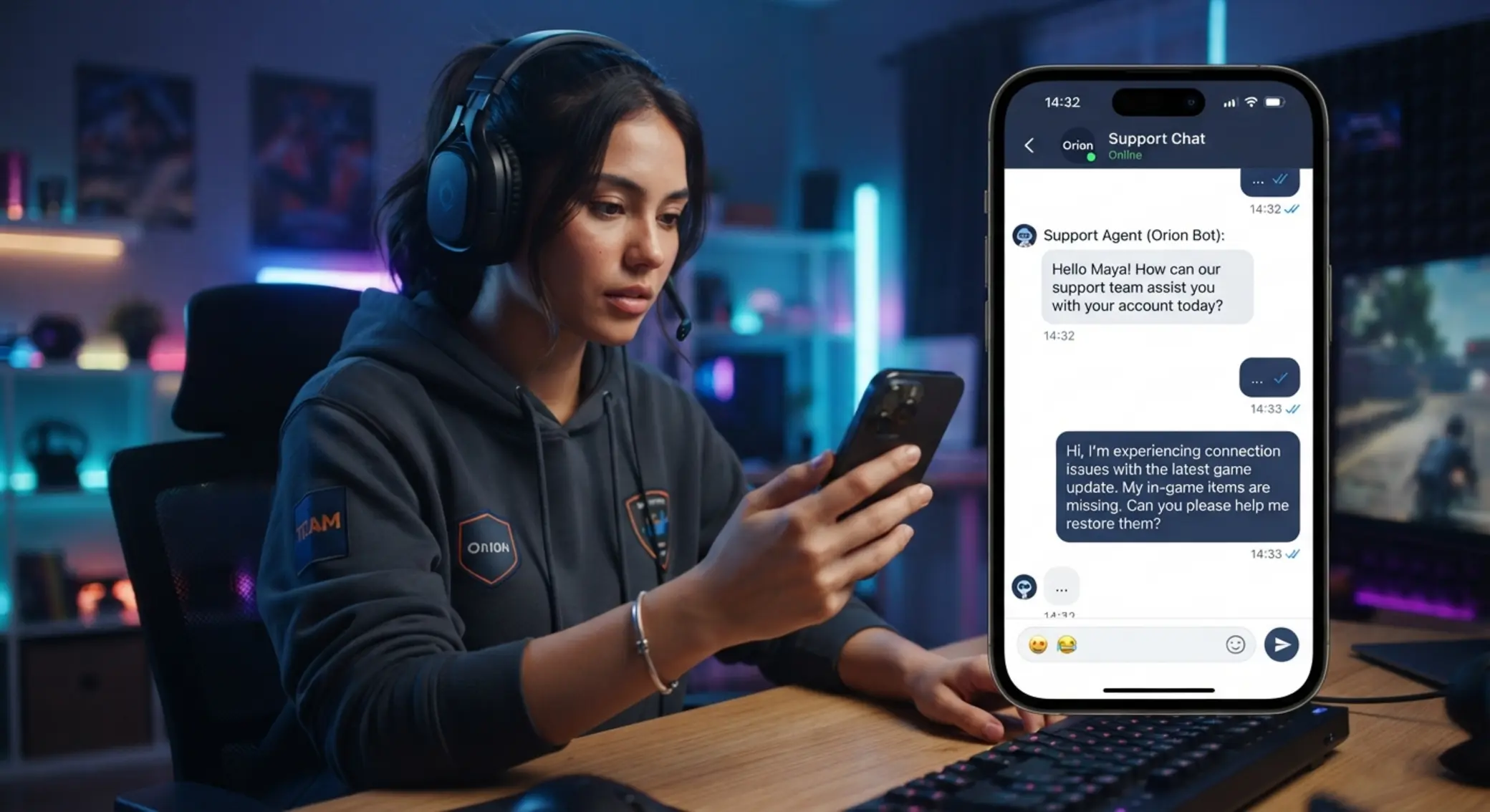 Player using BetX support chat on a smartphone